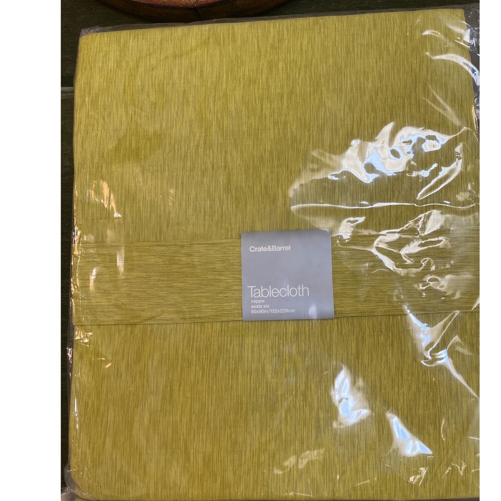 NEW Crate & Barrel Wasabi Linden Tablecloth 60x90 NIP Mid century style